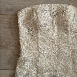 Vintage Y2K SUE WONG White Strapless Embroidered Crystal  Embellished Dress Sz 4